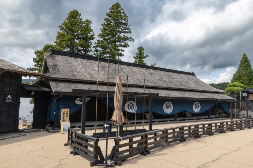 Reproductions of poles used in crucifixions.
