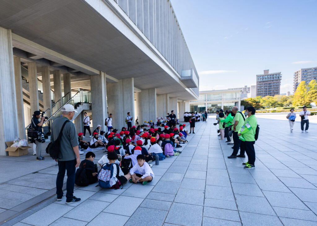 Lots of school children visiting