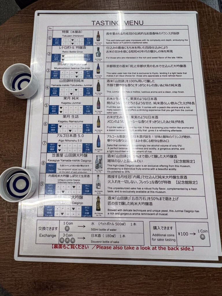 We placed our Ochokos (sake cups) next to the sake we sampled when we took pictures