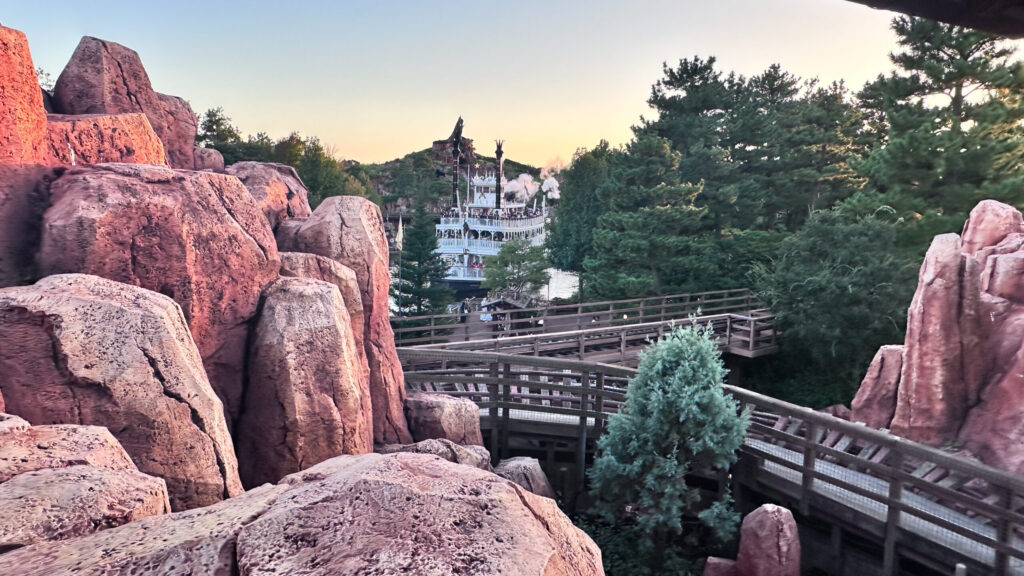 The Mark Twain Riverboat and Splash Mountain from Big Thunder Mountain